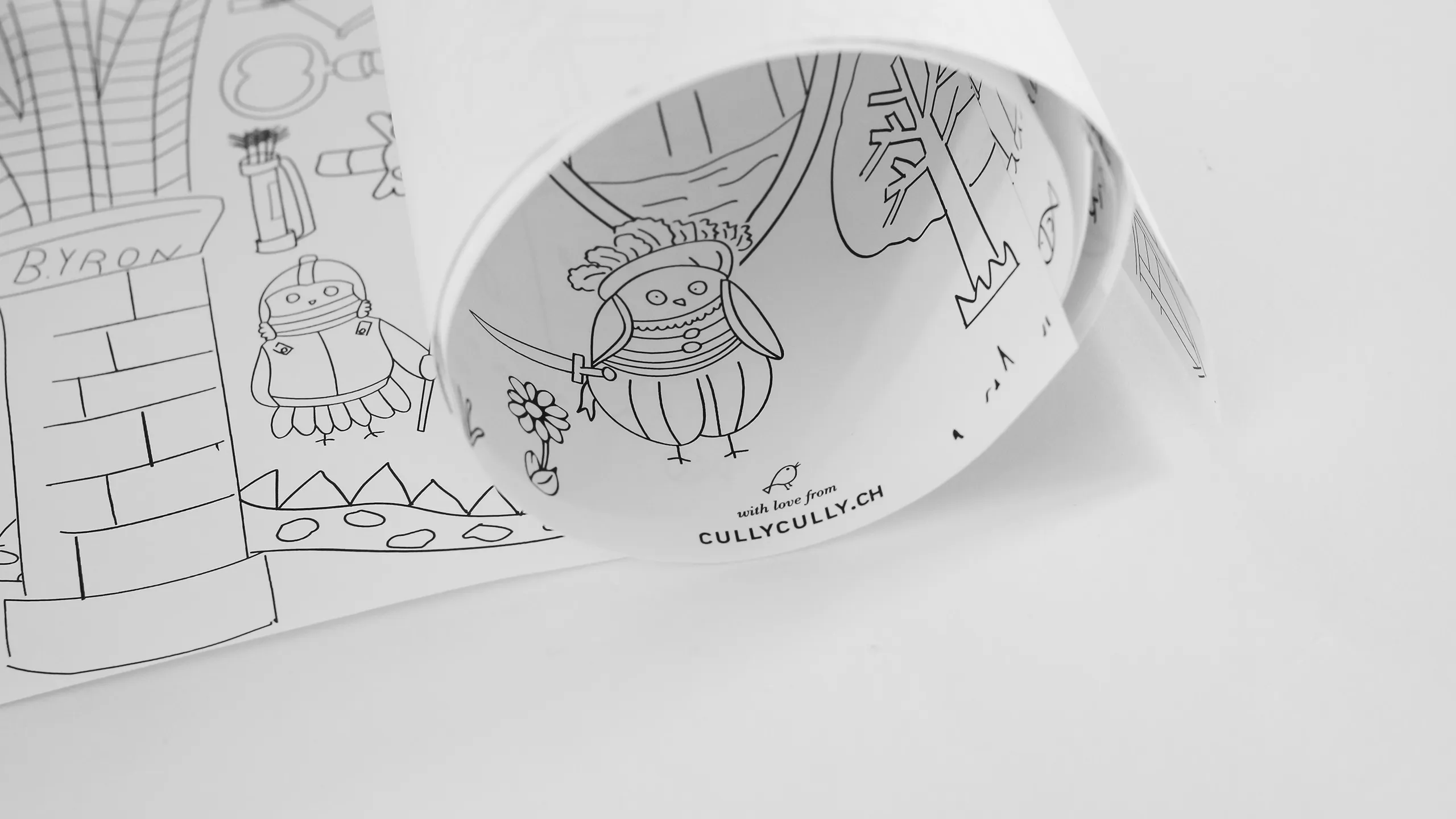 Détail des illustrations à colorier de la TravelMap Chillon de CullyCully, personnages et château