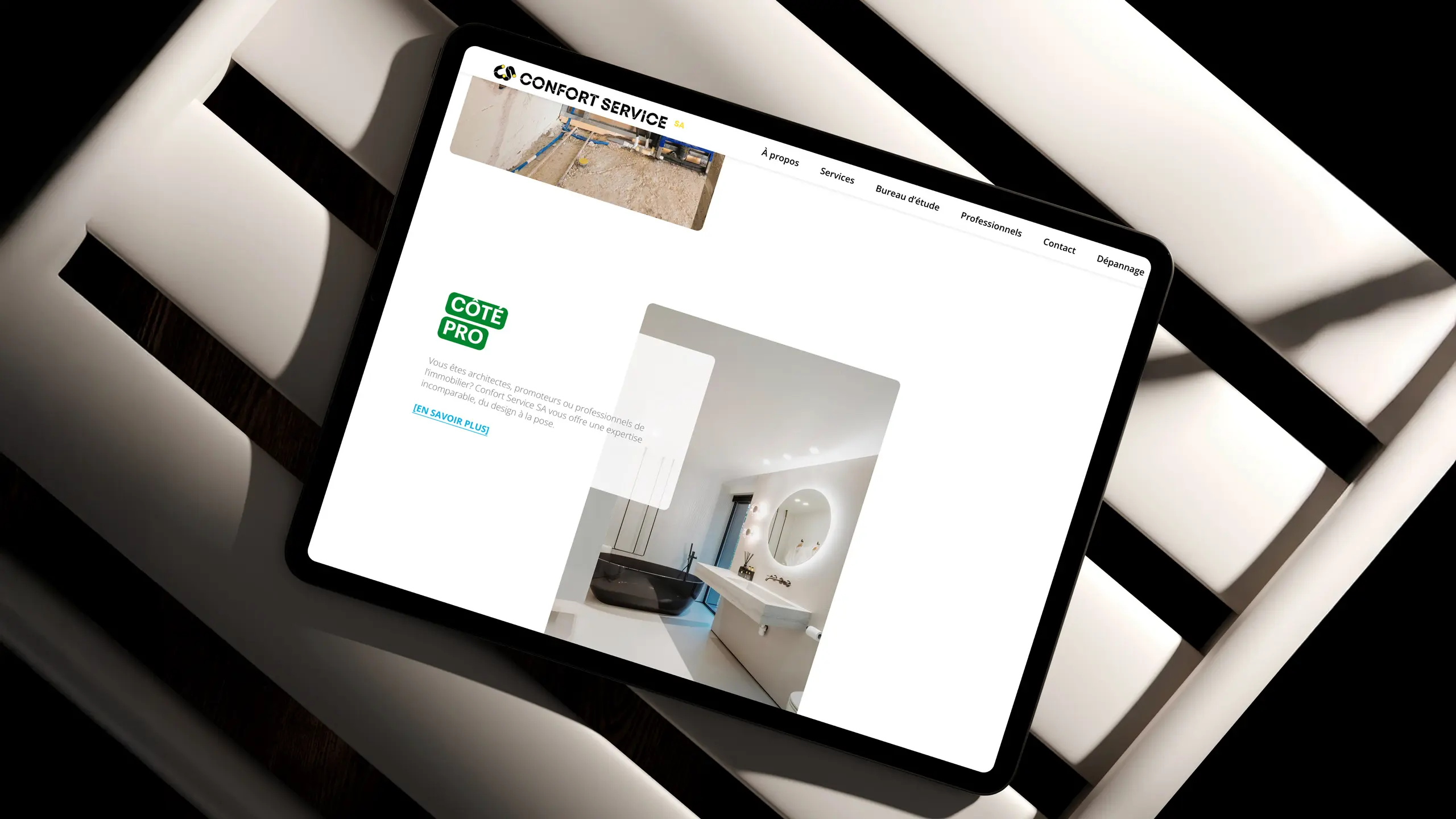 site web Confort Service destiné aux architectes et aux promoteurs