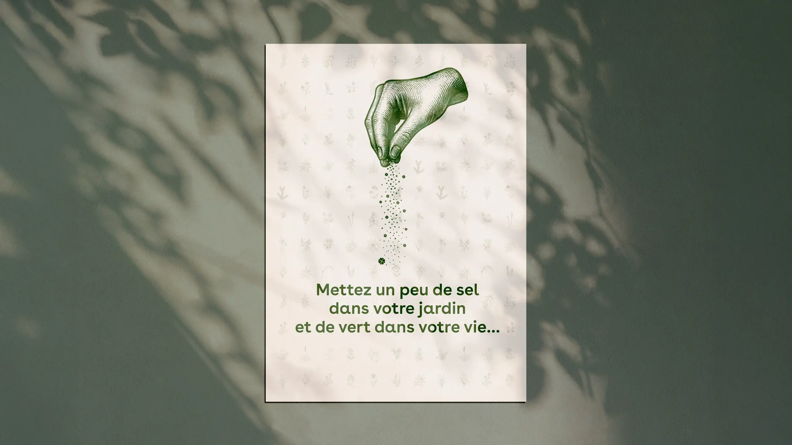 Carte lancement nouvelle marque Depping Jardins, « Mettez un peu de sel dans votre jardin et de vert dans votre vie »