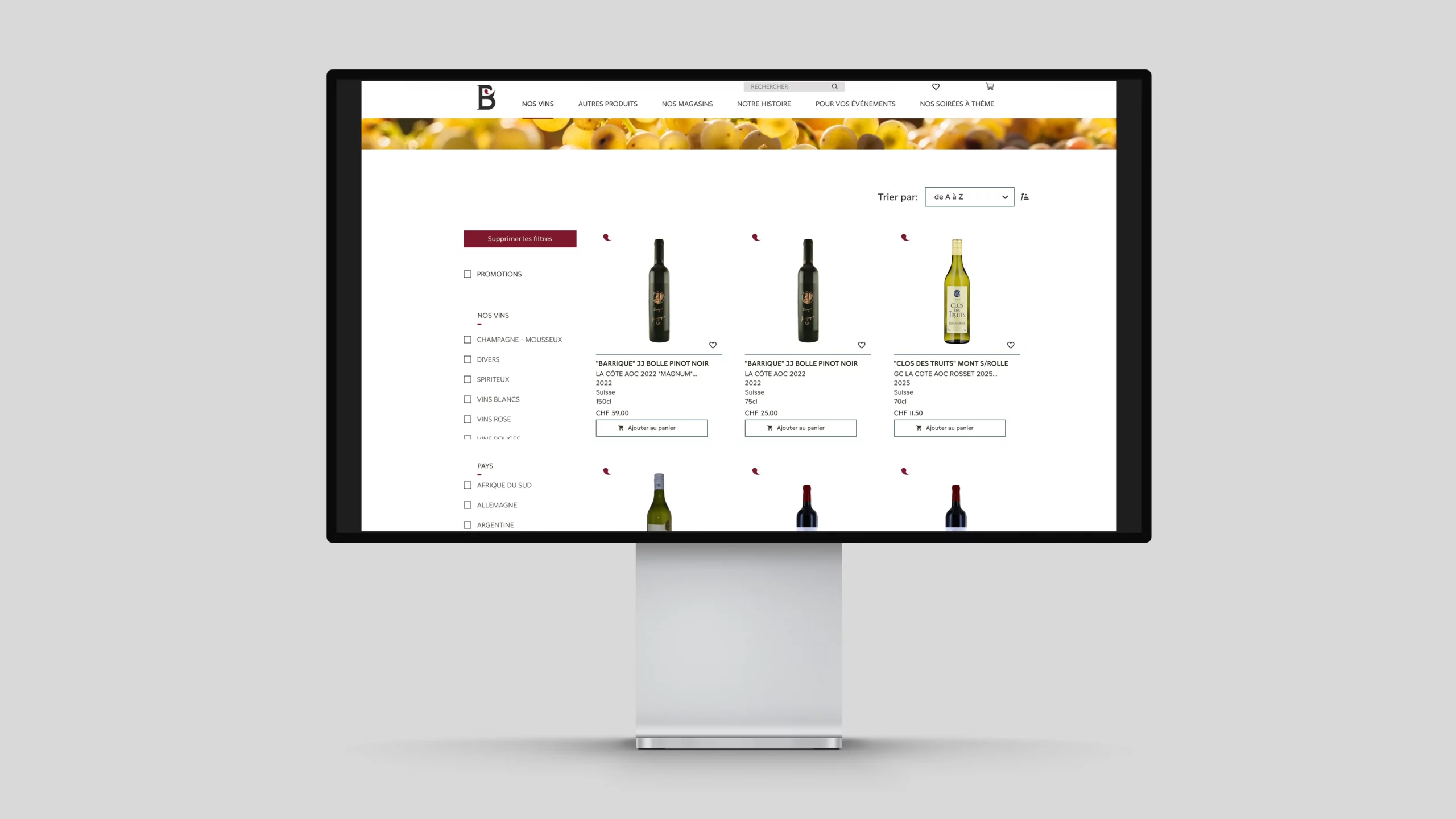 Boutique en ligne Blavignac avec des bouteilles de vins